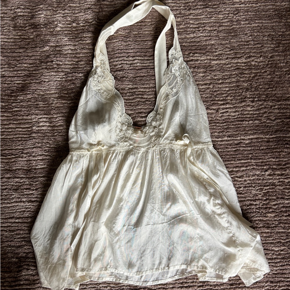 Free people lace beaded babydoll top